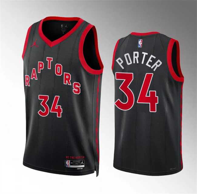 Men's Toronto Raptors #34 Jontay Porter Black Statement Edition Stitched Basketball Jersey Dzhi